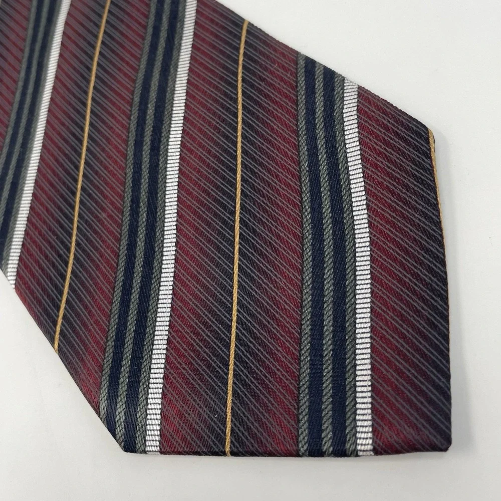 Croft Barrow 100% Silk Red Blue Black Vintage Stripes Geometric Classic Lot of 2